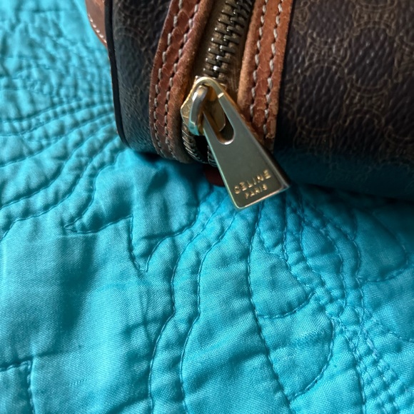 Authentic Vintage Celine Macadam vanity cosmetic case bag leather trim - Picture 13 of 14